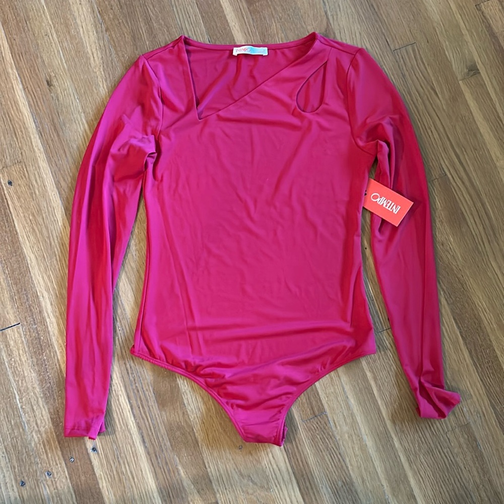 Red long sleeve body suit